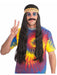 Adult Unisex Hippie Black Wig with Detachable Headband - costumesupercenter.com