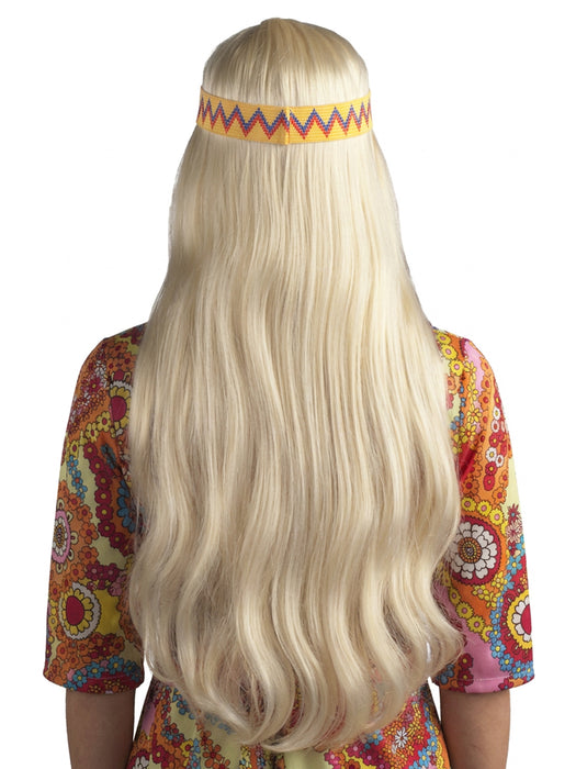 Adult Long Blonde Hippie Wig - costumesupercenter.com
