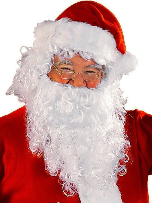 Men's White Santa Beard And Wig Set - Economy - costumesupercenter.com