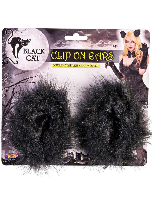 Adult Black Cat Clip on Ears - One Size - costumesupercenter.com