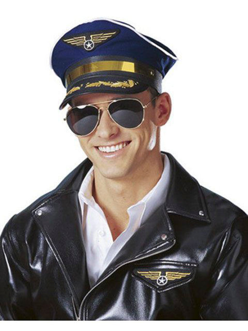 Adult Blue Airline Pilot Hat - costumesupercenter.com
