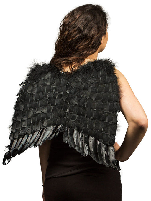 Adult Black Economy Feather Wings - costumesupercenter.com