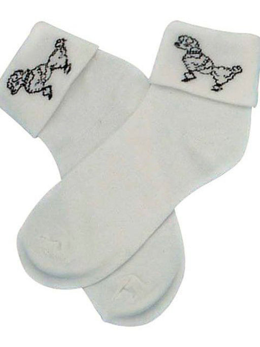 Women's White 1950's Poodle Dog Socks - costumesupercenter.com