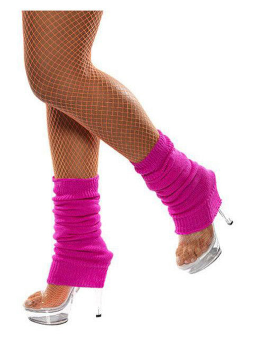 Adult Neon Pink 1980's Knit Leg Warmers - costumesupercenter.com