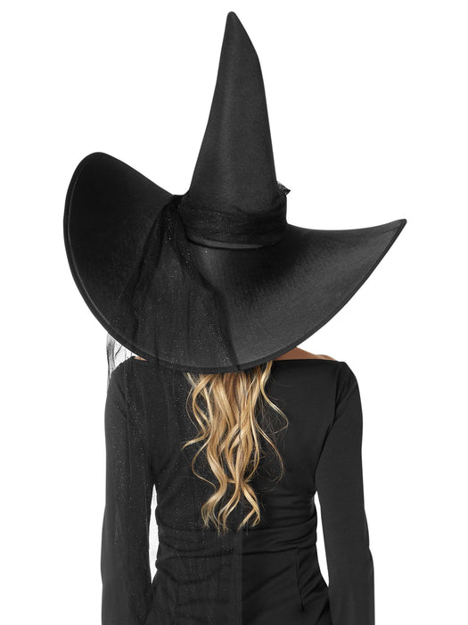 Adult Black Wide Brim Witch Hat - costumesupercenter.com