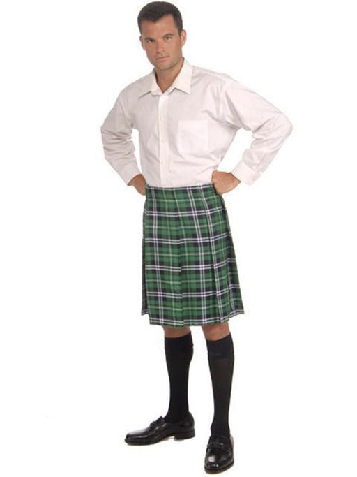 Adult Green Plaid Kilt - costumesupercenter.com