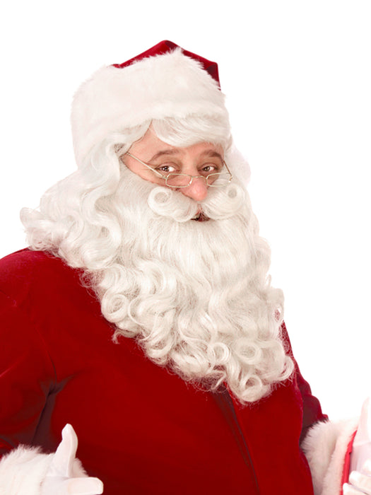 Men's White Santa Beard and Wig Set - Premium - costumesupercenter.com