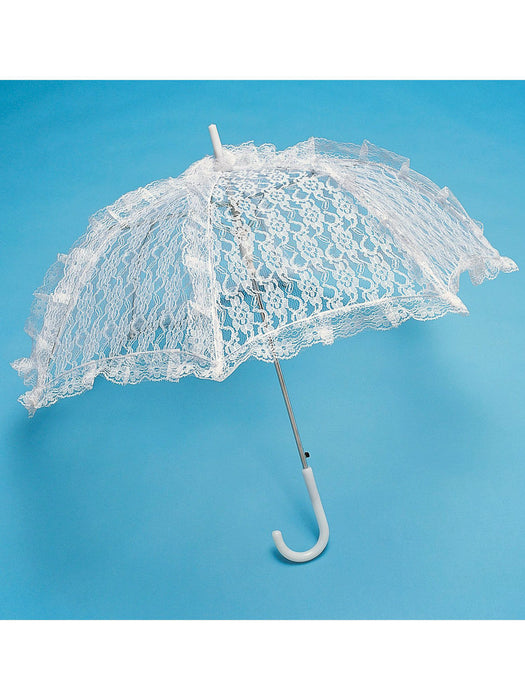 Women's White Lace Parasol - Deluxe - costumesupercenter.com