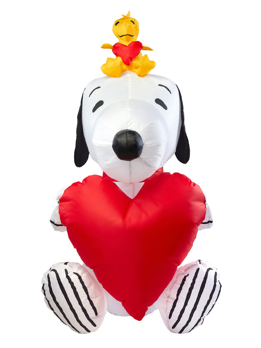 4.5 Foot Peanuts Snoopy and Woodstock Valentine's Heart Inflatable Lawn Decoration - costumesupercenter.com