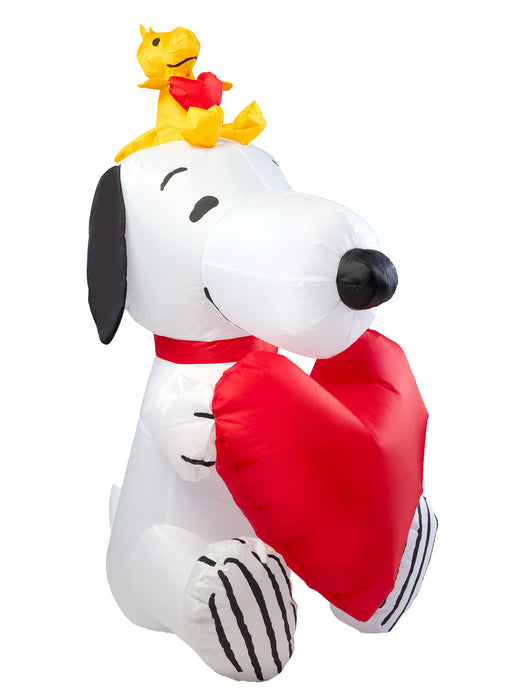 4.5 Foot Peanuts Snoopy and Woodstock Valentine's Heart Inflatable Lawn Decoration - costumesupercenter.com