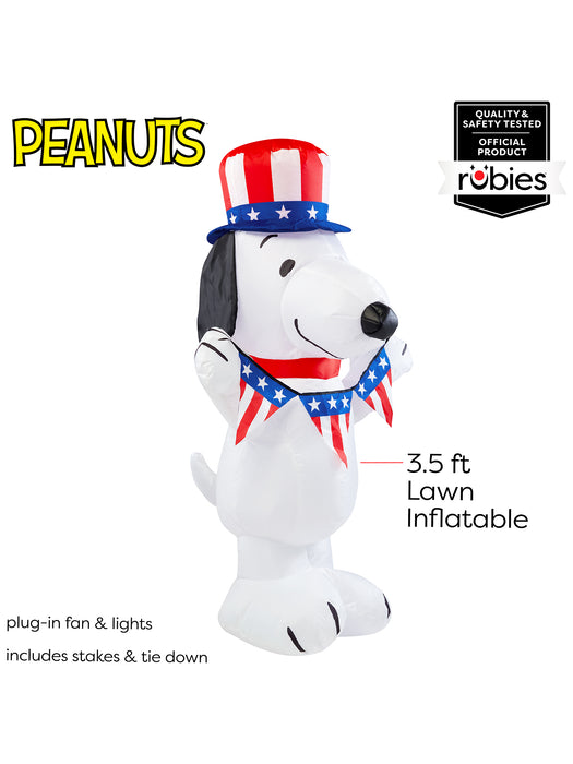 3.5 Foot Peanuts Snoopy Patriotic Inflatable Lawn Decoration - costumesupercenter.com