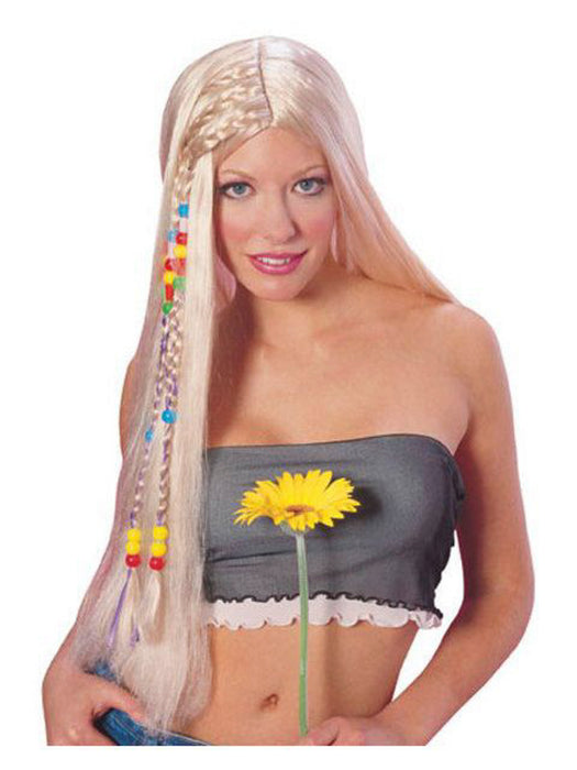 Long Blonde Hippie Wig Adult - costumesupercenter.com