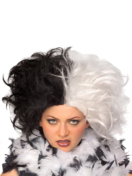 Women's Black and White Cruel Villain Wig - costumesupercenter.com