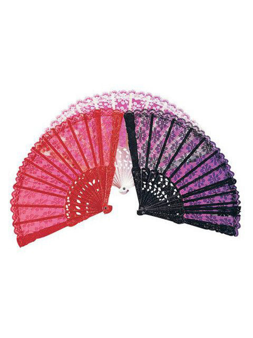 Women's Black Lace Collapsible Folding Fan - costumesupercenter.com