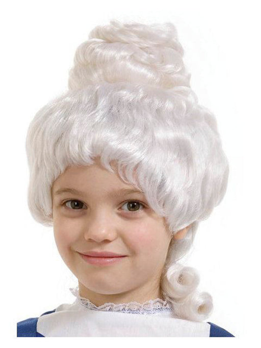 White Colonial Girl Wig Child - costumesupercenter.com
