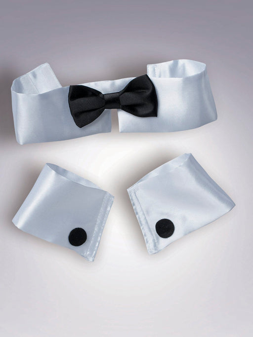 Adult Fancy Tux Style Collar, Bowtie and Wrist Cuff Set - costumesupercenter.com