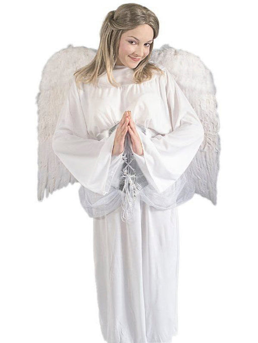 Adult White 36-inch Deluxe Feather Wings - costumesupercenter.com