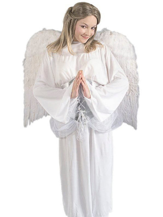 Deluxe White 36 Inch Feather Wings - costumesupercenter.com