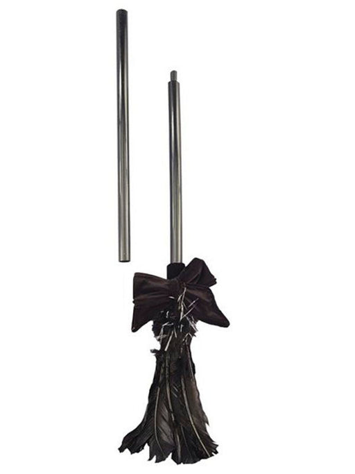 Adult Black Feather Witches' Broom - costumesupercenter.com