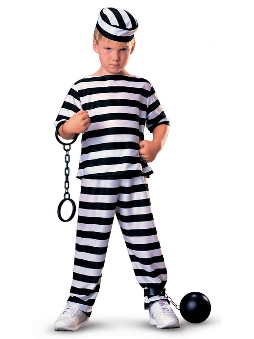 Kids' Black and White Striped Jailbird Costume - costumesupercenter.com