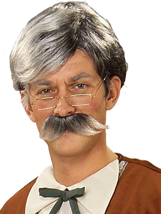 Men's Gray Geppetto Mustache and Wig - costumesupercenter.com