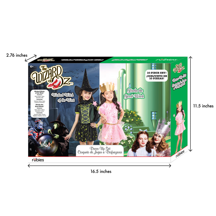 Kid's Wizard of Oz Glinda and Wicked Witch Trunk Dress Up Set - costumesupercenter.com