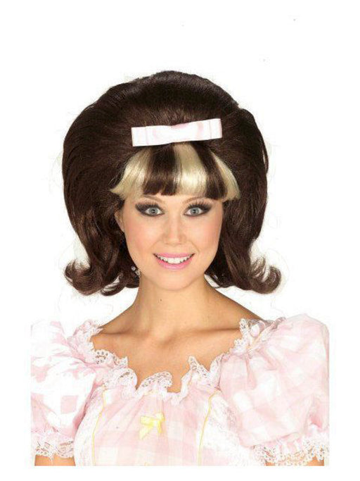 Women's Brown and Blonde Bouffant 60's Wig - costumesupercenter.com