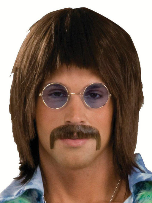 Men's Brown 1960's Hippie Singer Wig - costumesupercenter.com