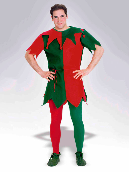Adult Red and Green Elf Tights - costumesupercenter.com