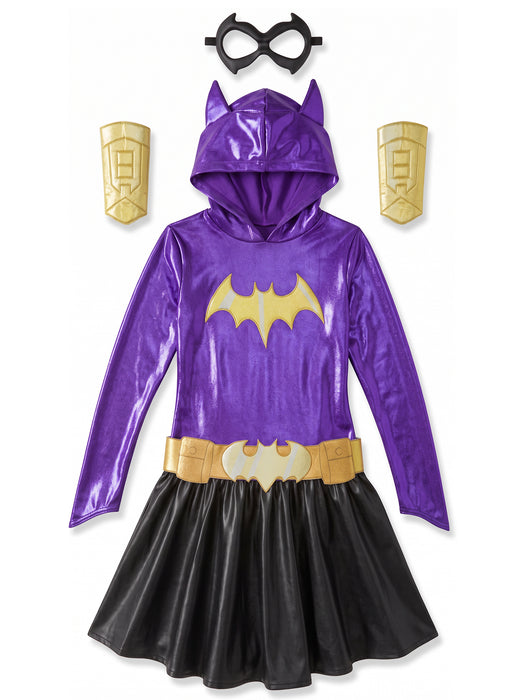 Girls' DC Superhero Girls Batgirl Hooded Dress and Eye Mask - costumesupercenter.com