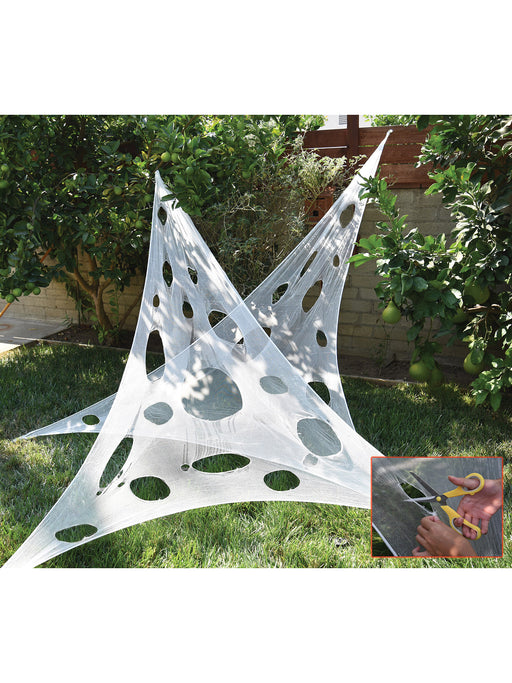 16 Foot White Customizable Elastic Spider Web Yard Decoration - costumesupercenter.com