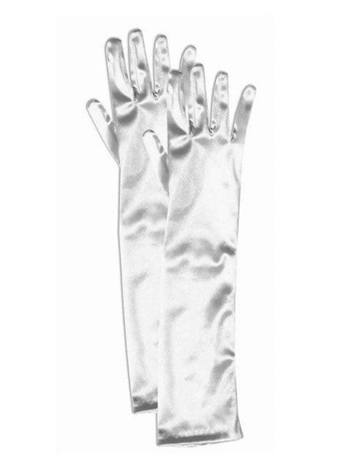 Women's White Long Satin Gloves - costumesupercenter.com