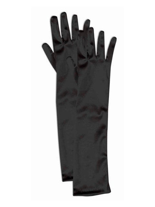 Girls Long Black Satin Gloves - costumesupercenter.com