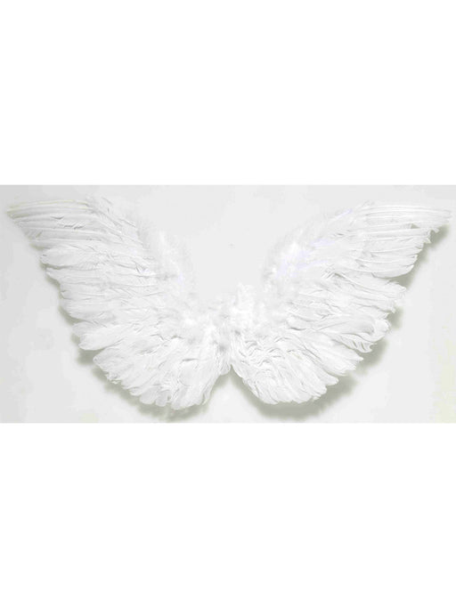 Adult 18-inch White Feather Angel Wings - costumesupercenter.com