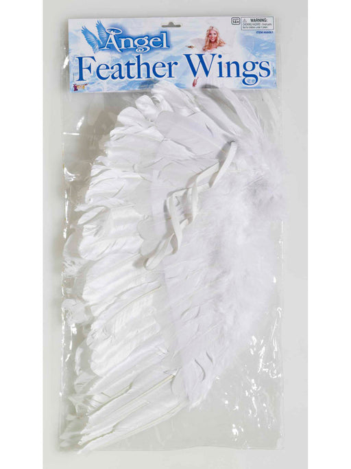 Adult 18-inch White Feather Angel Wings - costumesupercenter.com