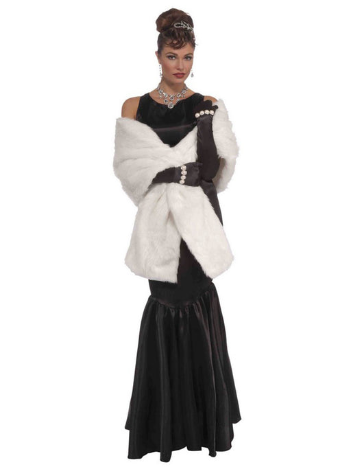 Adult White Old Hollywood Mink Stole - costumesupercenter.com