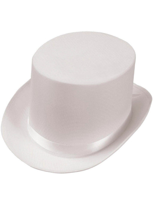 Satin (White) Adult Top Hat - costumesupercenter.com
