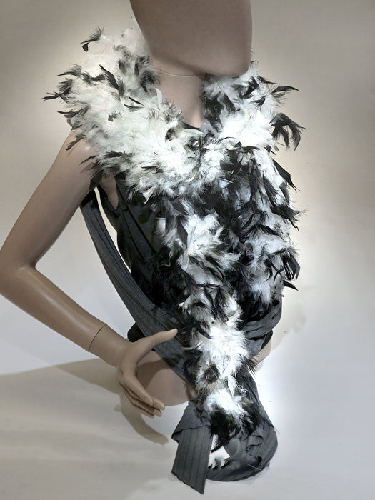 Adult White and Black Feather Boa - costumesupercenter.com