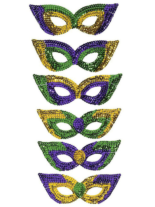 6 Pack Sequin Mardi Gras Masks - costumesupercenter.com