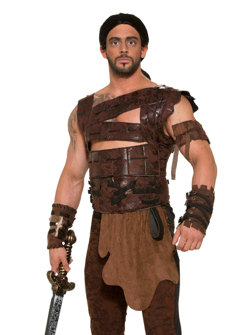 Men's Brown Faux Leather Warrior Armor - costumesupercenter.com