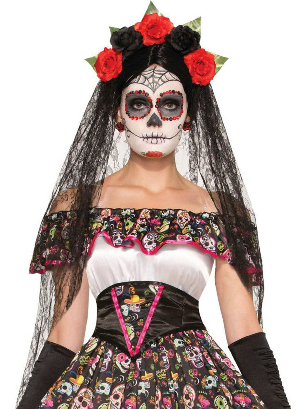 Day of The Dead Veil Black Dark Bride Costume Accessory main image 0