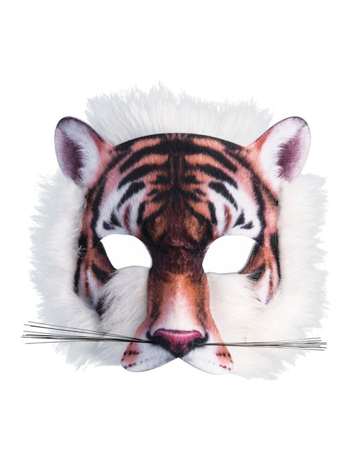 Adult Realistic Plush Tiger Half Mask - costumesupercenter.com