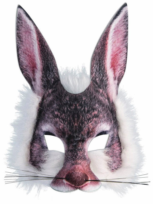 Adult Realistic Plush Bunny Half Mask - costumesupercenter.com