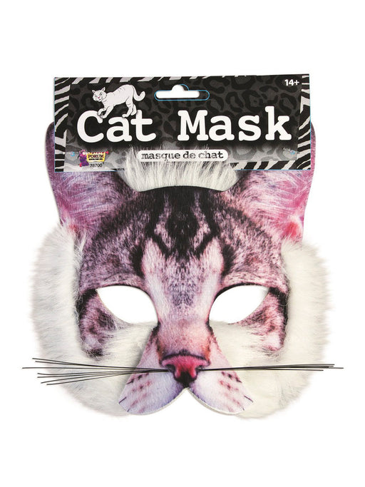 Adult Realistic Plush Cat Half Mask - costumesupercenter.com