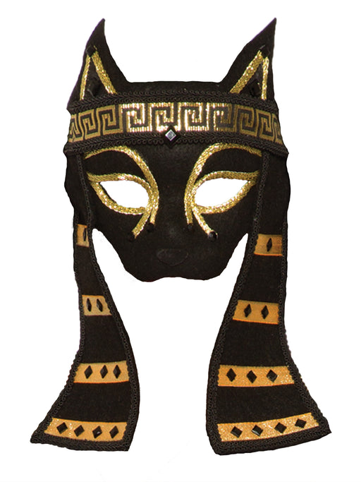 Women's Black and Gold Goddess Bastet Mask - costumesupercenter.com