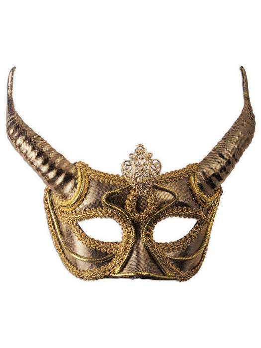 Gold Mask with Horns - costumesupercenter.com