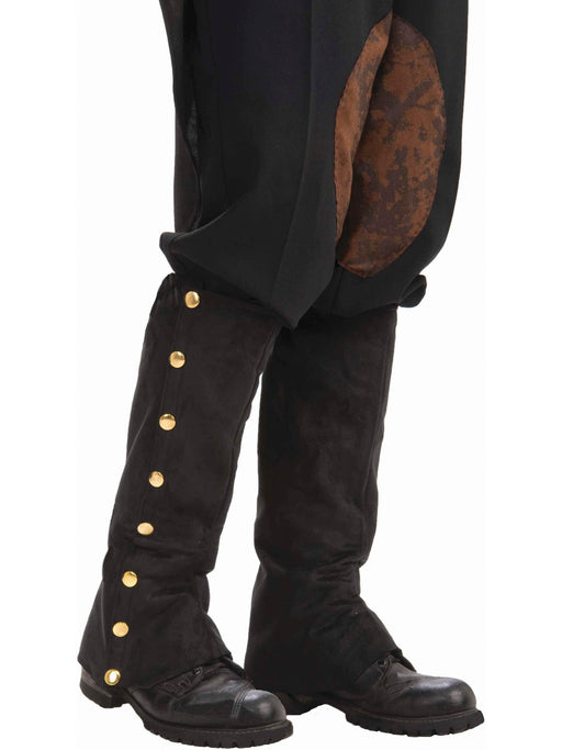 Adult Black Steampunk Gold Studded Spats - costumesupercenter.com