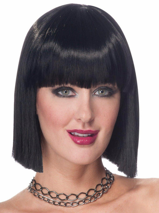Women's Black Vibe Wig with Bangs - costumesupercenter.com