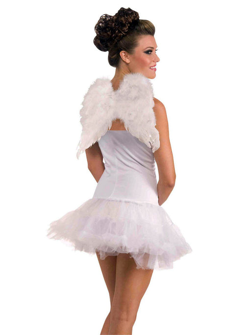 Adult 12-inch White Feather Angel Wings - costumesupercenter.com