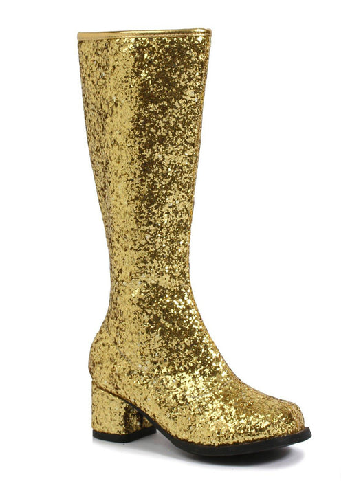 Kids Gold Glitter Gogo Boots - costumesupercenter.com